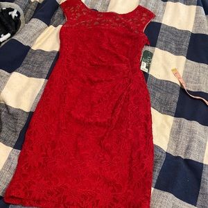 NWT Ralph Lauren RVT RED lace dress - size 6P